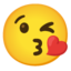 FACE THROWING A KISS emoji in Google's design style - Unicode 1F618