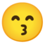 KISSING FACE WITH SMILING EYES emoji in Google's design style - Unicode 1F619