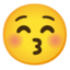 KISSING FACE WITH CLOSED EYES emoji in Google's design style - Unicode 1F61A