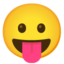 FACE WITH STUCK-OUT TONGUE emoji in Google's design style - Unicode 1F61B