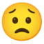 WORRIED FACE emoji in Google's design style - Unicode 1F61F