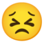 PERSEVERING FACE emoji in Google's design style - Unicode 1F623