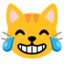 CAT FACE WITH TEARS OF JOY emoji in Google's design style - Unicode 1F639