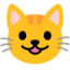 SMILING CAT FACE WITH OPEN MOUTH emoji in Google's design style - Unicode 1F63A