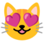 SMILING CAT FACE WITH HEART-SHAPED EYES emoji in Google's design style - Unicode 1F63B