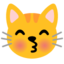 KISSING CAT FACE WITH CLOSED EYES emoji in Google's design style - Unicode 1F63D