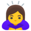 WOMAN BOWING emoji in Google's design style - Unicode 1F647-200D-2640-FE0F