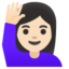 WOMAN RAISING HAND emoji with light skin tone skin tone