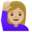 WOMAN RAISING HAND emoji with medium-light skin tone skin tone