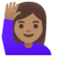 WOMAN RAISING HAND emoji with medium skin tone skin tone