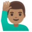 MAN RAISING HAND emoji with medium skin tone skin tone