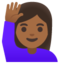 WOMAN RAISING HAND emoji with medium-dark skin tone skin tone