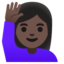 WOMAN RAISING HAND emoji with dark skin tone skin tone