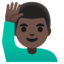 MAN RAISING HAND emoji with dark skin tone skin tone