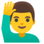 MAN RAISING HAND emoji in Google's design style - Unicode 1F64B-200D-2642-FE0F