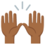 PERSON RAISING BOTH HANDS IN CELEBRATION emoji with medium-dark skin tone skin tone