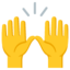 PERSON RAISING BOTH HANDS IN CELEBRATION emoji in Google's design style - Unicode 1F64C