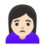 WOMAN FROWNING emoji with light skin tone skin tone