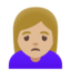 WOMAN FROWNING emoji with medium-light skin tone skin tone