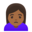 WOMAN FROWNING emoji with medium-dark skin tone skin tone