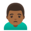 MAN FROWNING emoji with medium-dark skin tone skin tone