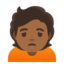 PERSON FROWNING emoji with medium-dark skin tone skin tone