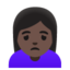 WOMAN FROWNING emoji with dark skin tone skin tone