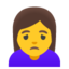 WOMAN FROWNING emoji in Google's design style - Unicode 1F64D-200D-2640-FE0F