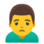 MAN FROWNING emoji in Google's design style - Unicode 1F64D-200D-2642-FE0F