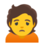 PERSON FROWNING emoji in Google's design style - Unicode 1F64D