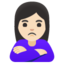 WOMAN POUTING emoji with light skin tone skin tone