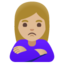 WOMAN POUTING emoji with medium-light skin tone skin tone