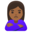 WOMAN POUTING emoji with medium-dark skin tone skin tone