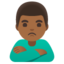 MAN POUTING emoji with medium-dark skin tone skin tone