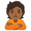 PERSON WITH POUTING FACE emoji with medium-dark skin tone skin tone