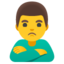 MAN POUTING emoji in Google's design style - Unicode 1F64E-200D-2642-FE0F