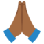 PERSON WITH FOLDED HANDS emoji with medium-dark skin tone skin tone