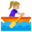 WOMAN ROWING BOAT emoji with medium-light skin tone skin tone