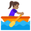 WOMAN ROWING BOAT emoji with medium skin tone skin tone