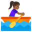 WOMAN ROWING BOAT emoji with medium-dark skin tone skin tone