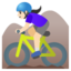 WOMAN MOUNTAIN BIKING emoji with light skin tone skin tone