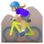 WOMAN MOUNTAIN BIKING emoji with medium-light skin tone skin tone