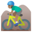 MAN MOUNTAIN BIKING emoji with medium skin tone skin tone