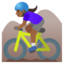 WOMAN MOUNTAIN BIKING emoji with medium-dark skin tone skin tone