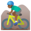 MAN MOUNTAIN BIKING emoji with medium-dark skin tone skin tone