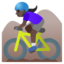 WOMAN MOUNTAIN BIKING emoji with dark skin tone skin tone