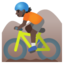 MOUNTAIN BICYCLIST emoji with dark skin tone skin tone