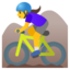 WOMAN MOUNTAIN BIKING emoji in Google's design style - Unicode 1F6B5-200D-2640-FE0F