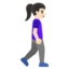 WOMAN WALKING FACING RIGHT emoji with light skin tone skin tone