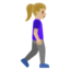 WOMAN WALKING FACING RIGHT emoji with medium-light skin tone skin tone